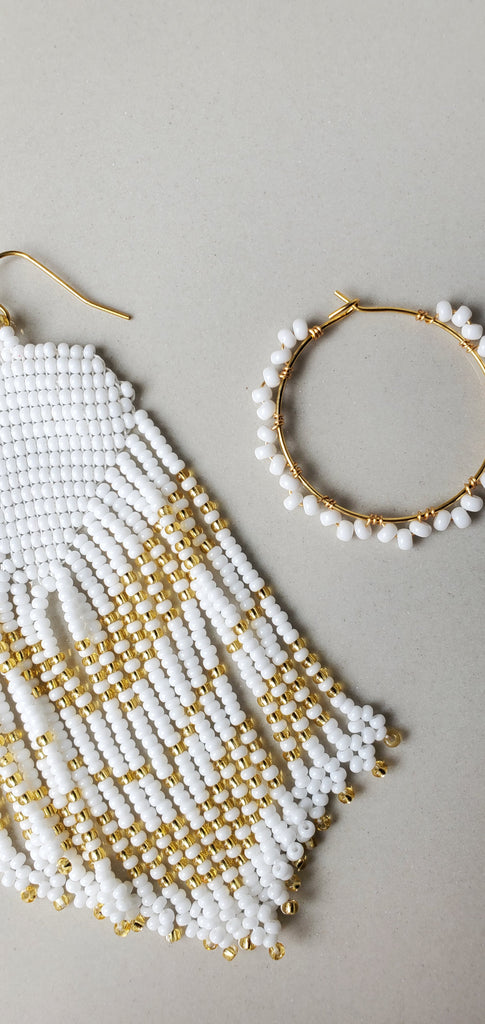 White Curtain Earrings