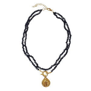 Black Double Bead Bendito Necklace