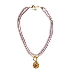 Lavender Double Bead Bendito Necklace