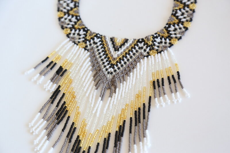 Embera Necklace Fringe Ink