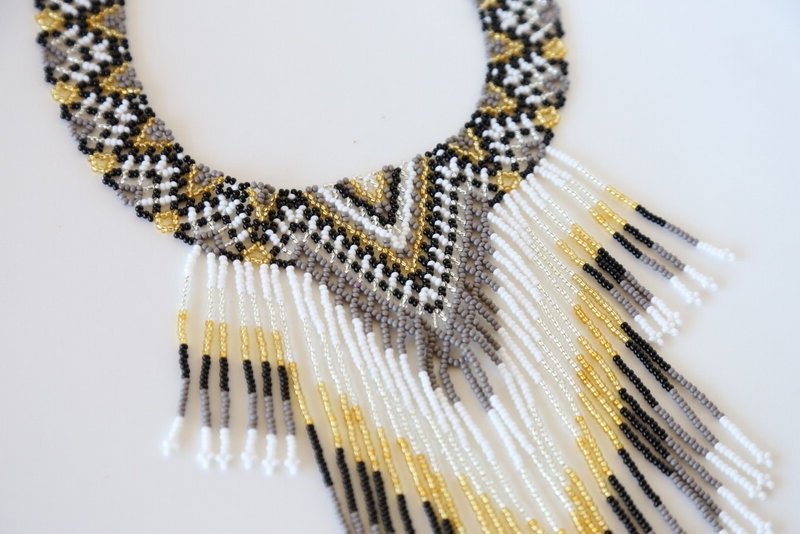 Embera Necklace Fringe Ink
