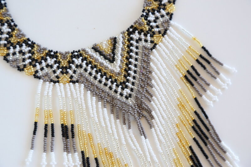 Embera Necklace Fringe Ink