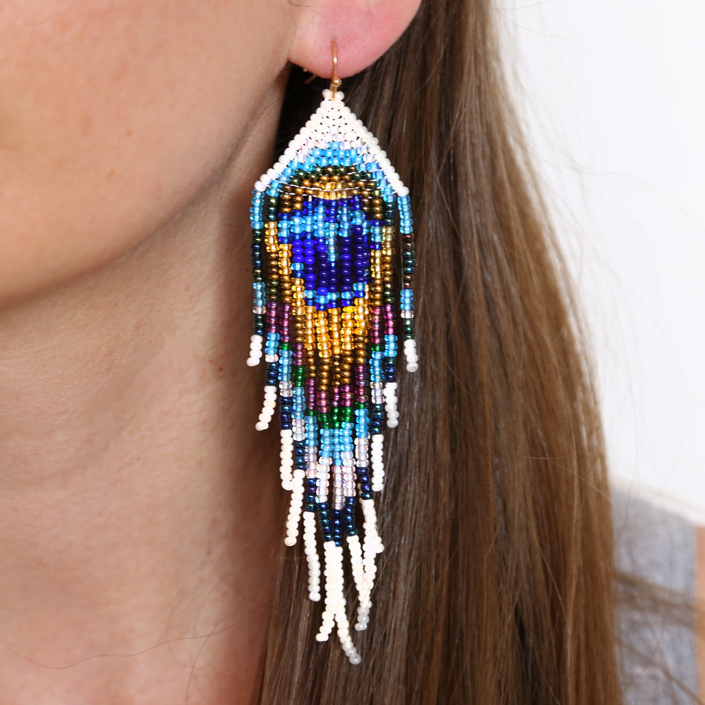 Peacock Feather Embera Earrings