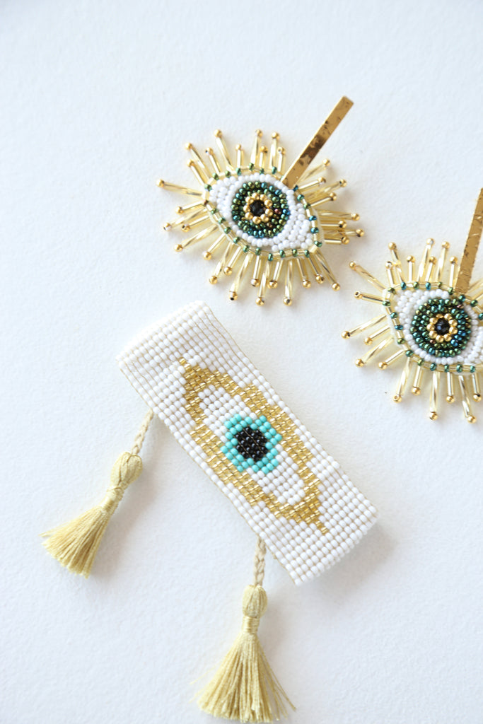 Evil Eye Drop Beaded Earring