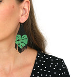 Black Monstera Earrings