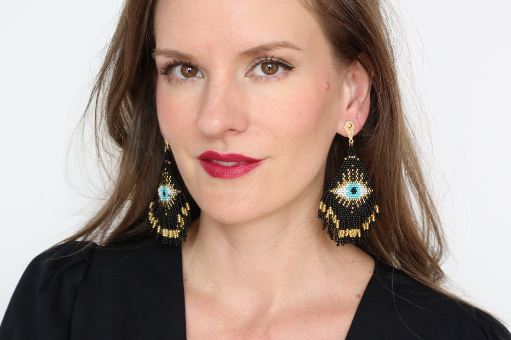 Black Eye Knit Earrings