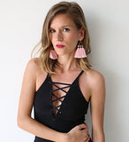 Trío Tassel Earring - Rose Quartz