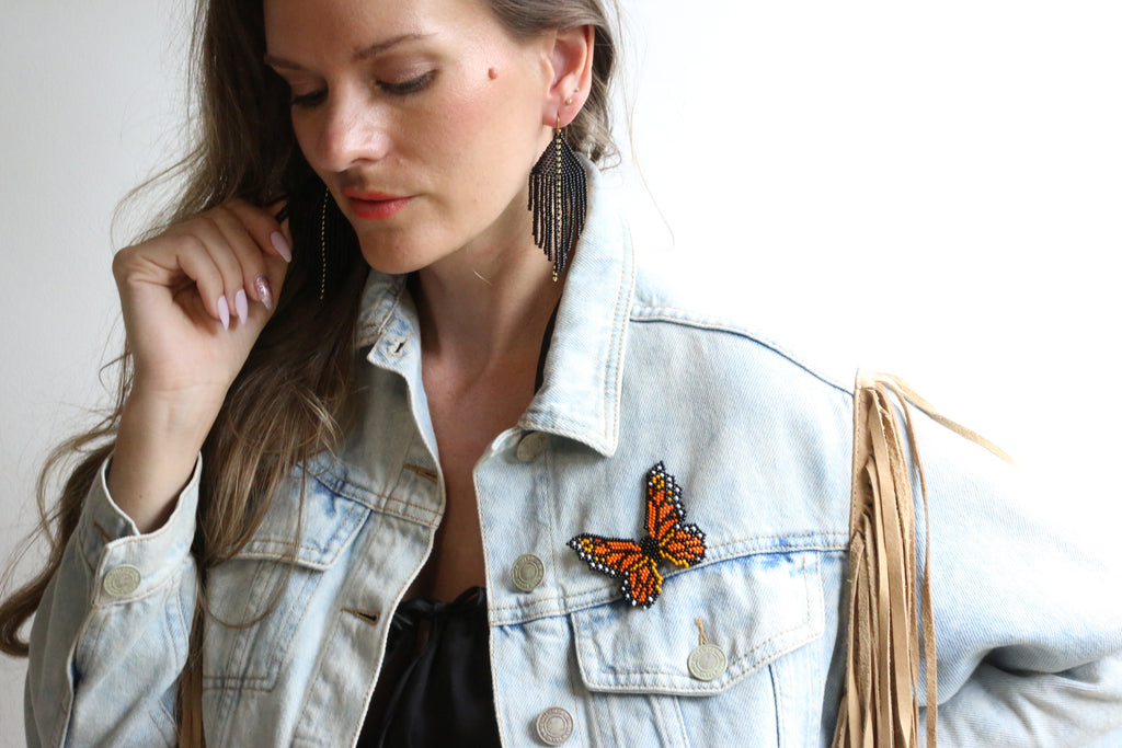 Butterfly Monarch Embera Earrings