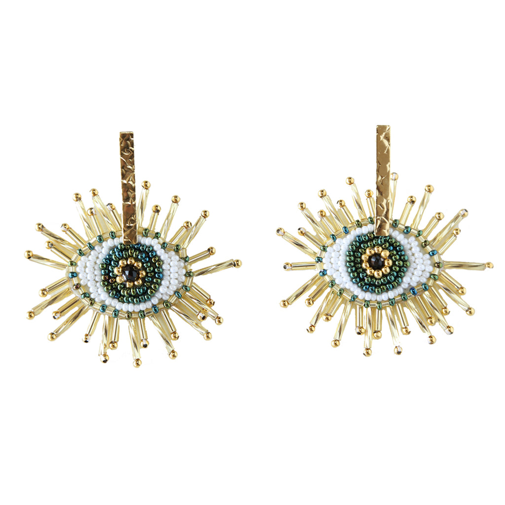 Evil Eye Drop Beaded Earring