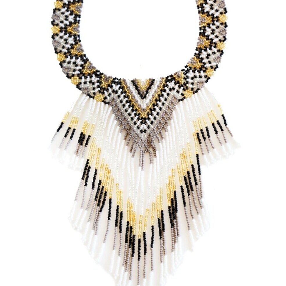 Embera Necklace Fringe Ink