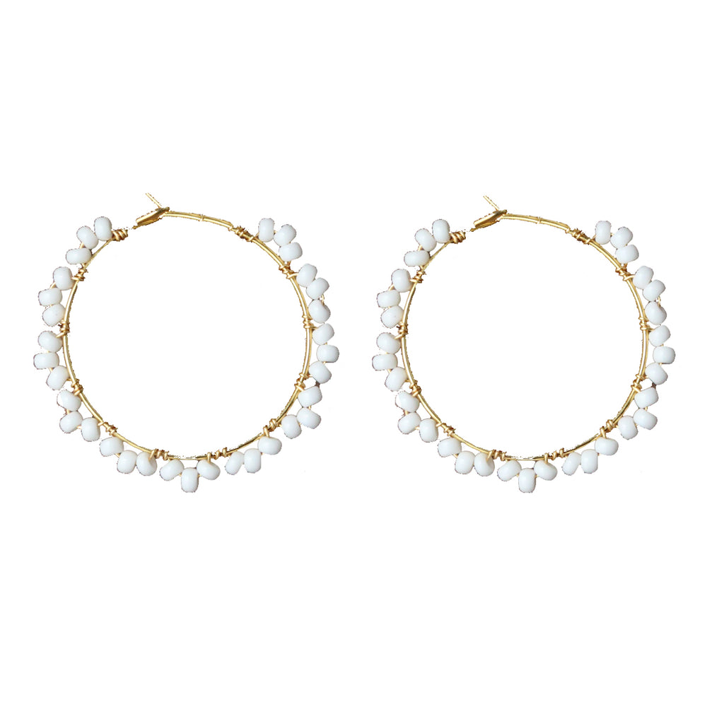 White Confetti Hoop Earrings