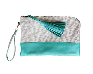 Pearl Snakeskin Clutch