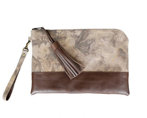 Brown Snakeskin Clutch