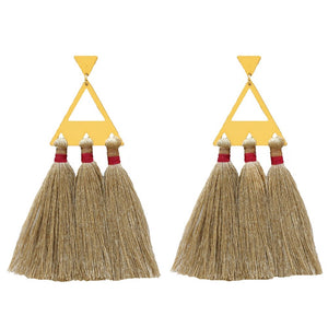 Trío Tassel Earring - Tan