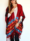 Deep Red Ruana Poncho