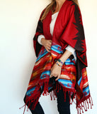 Deep Red Ruana Poncho