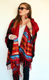 Deep Red Ruana Poncho