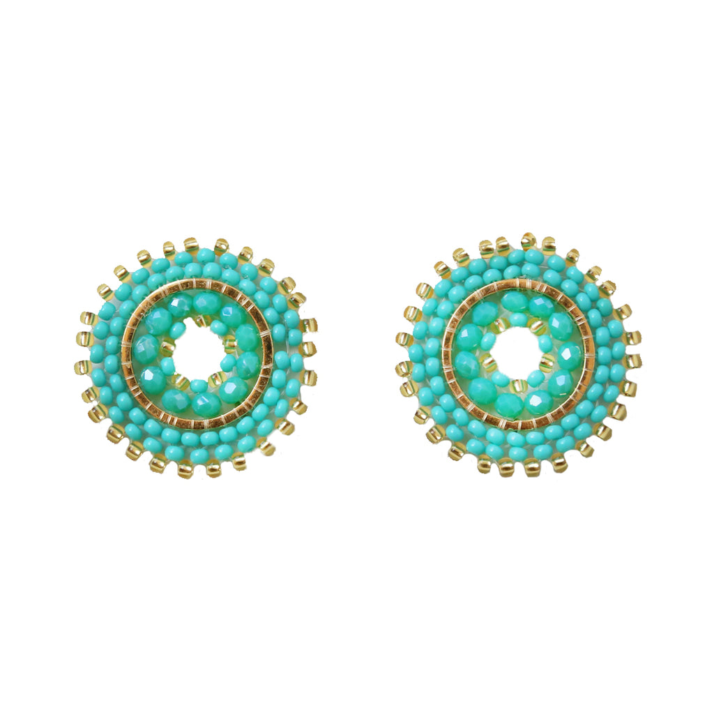 Turquoise Beaded Circle Earring