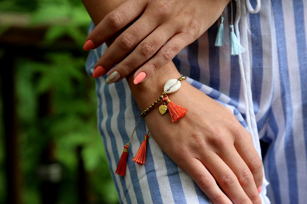 Arzonai European and American fashion new four-piece cross-border hot sale beaded  tassel bracelet set